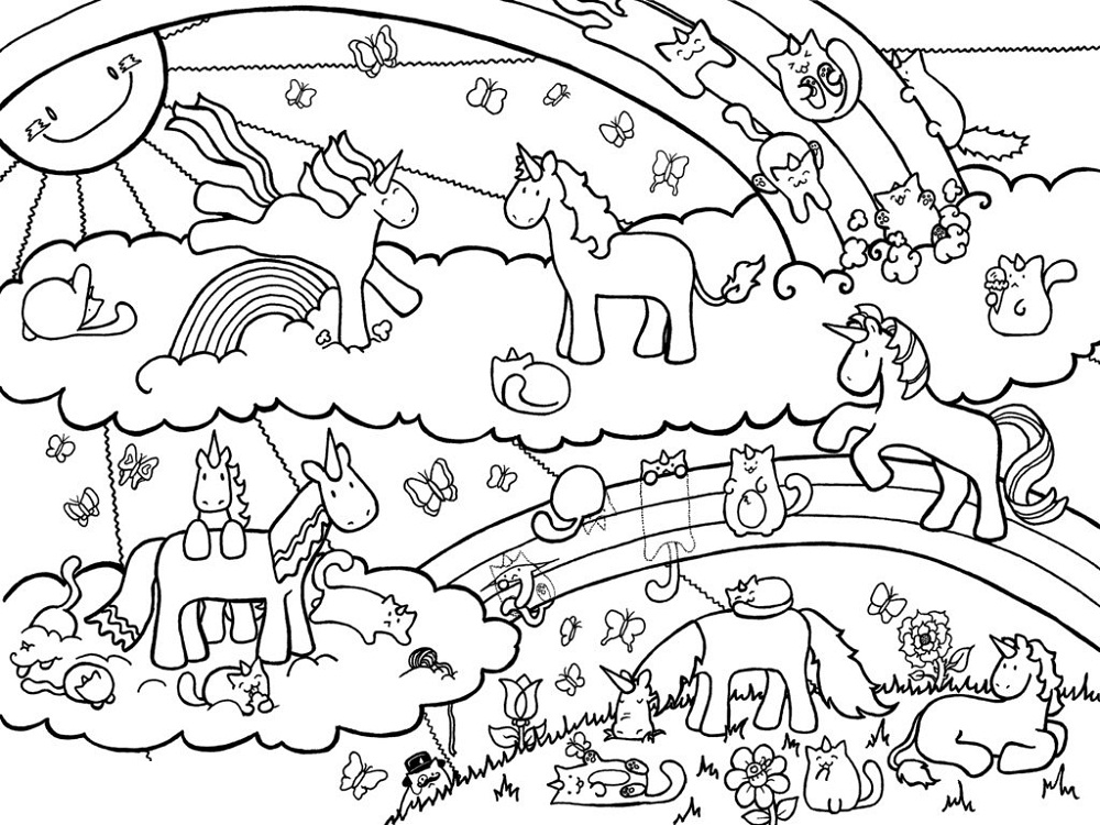 1000x750 Unicorn Color Pages For Children Activity Shelter