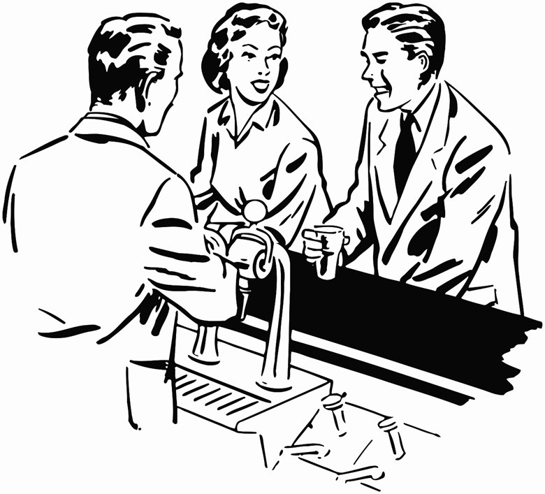 780x707 Around The Soda Fountain Printable Image Illustration Sketch