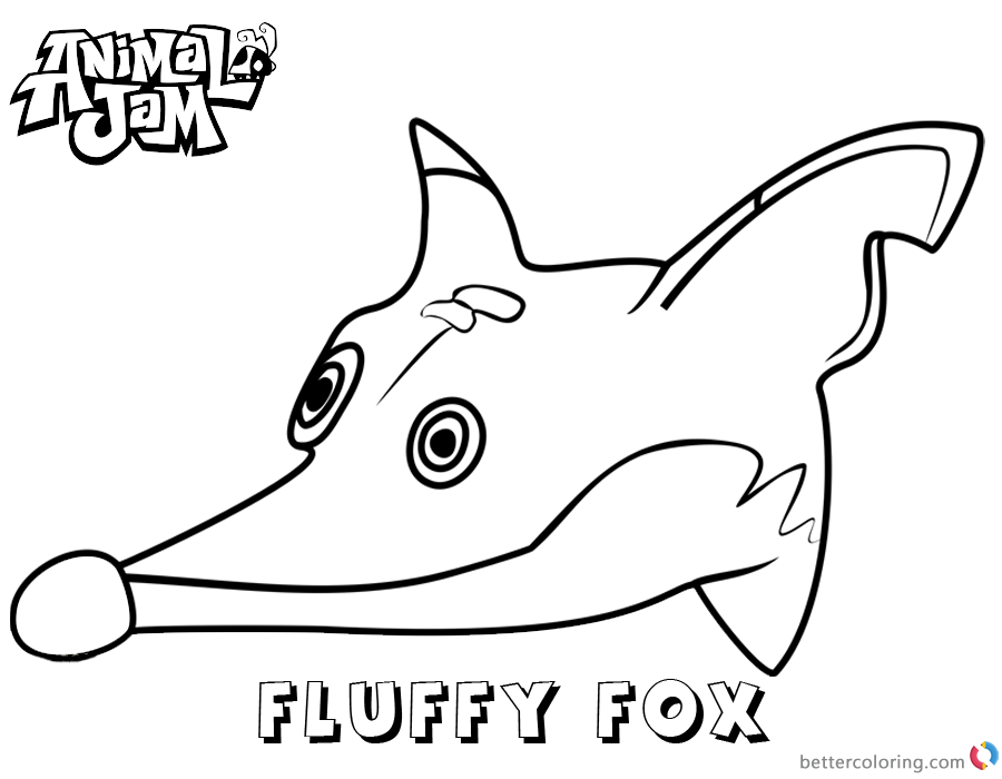 900x700 Animal Jam Coloring Pages Fluffy Fox Head