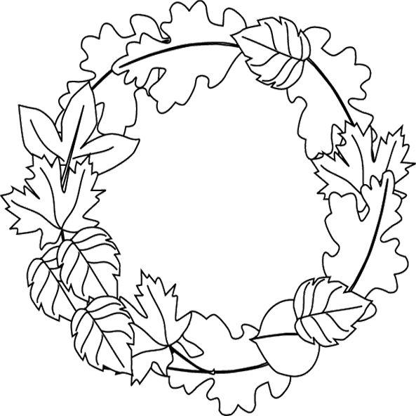 593x592 Frame Made U200bu200bof Leaves Coloring For Kids