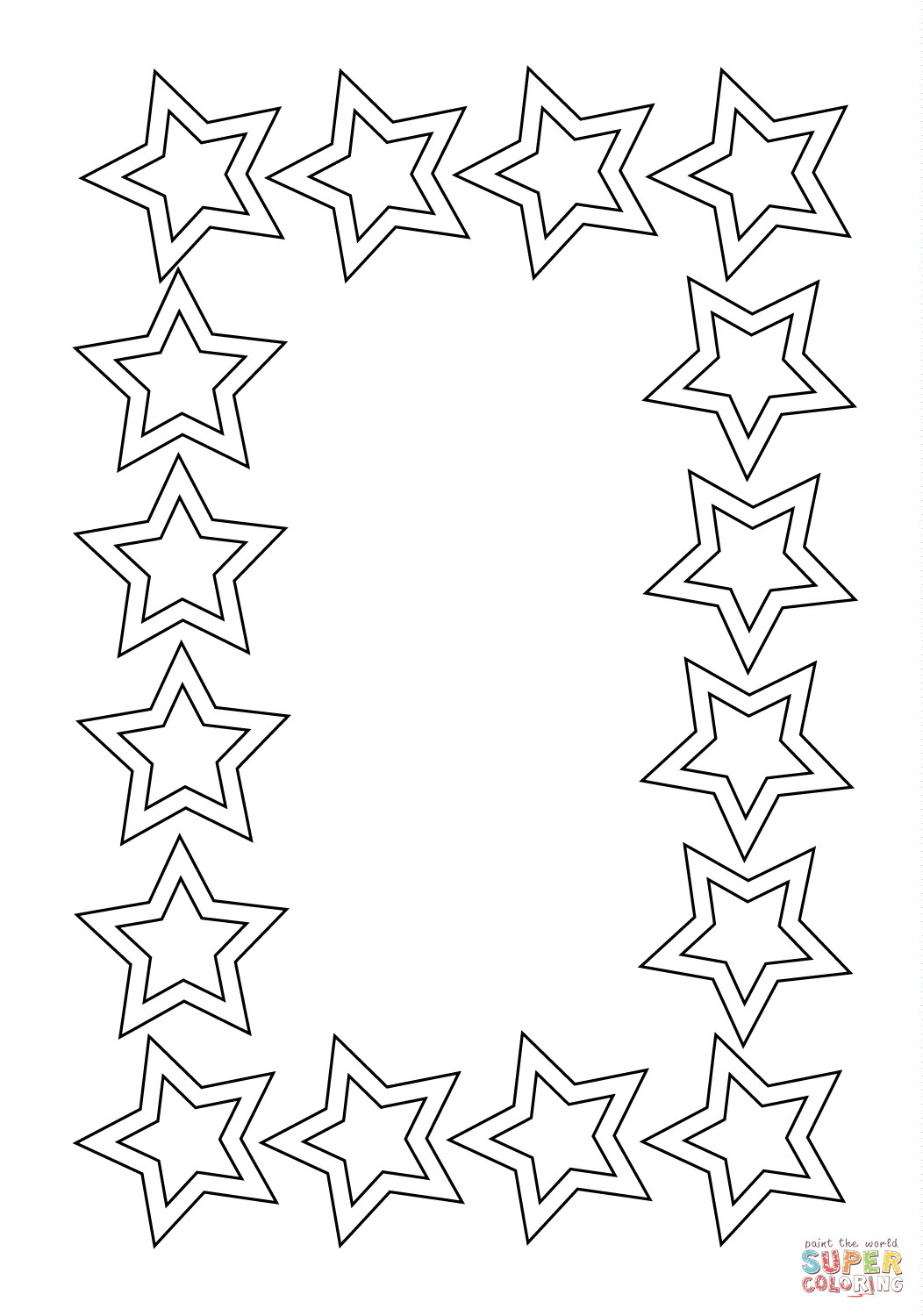 1052x1500 Spotlight Picture Frame Coloring Page Stars Fr