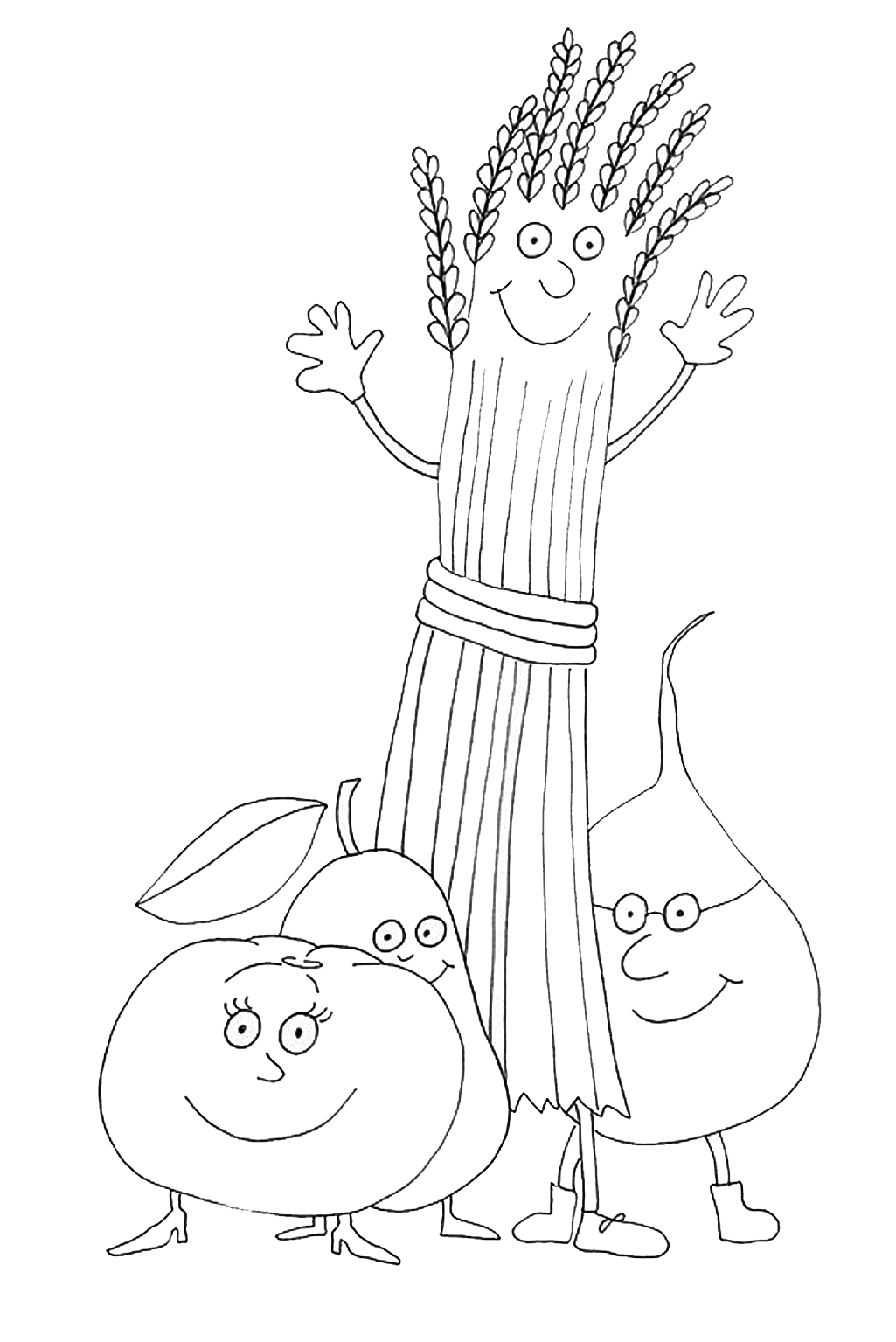 1025x1535 Thanksgiving Coloring Pages Tomato Pear Grain For 5