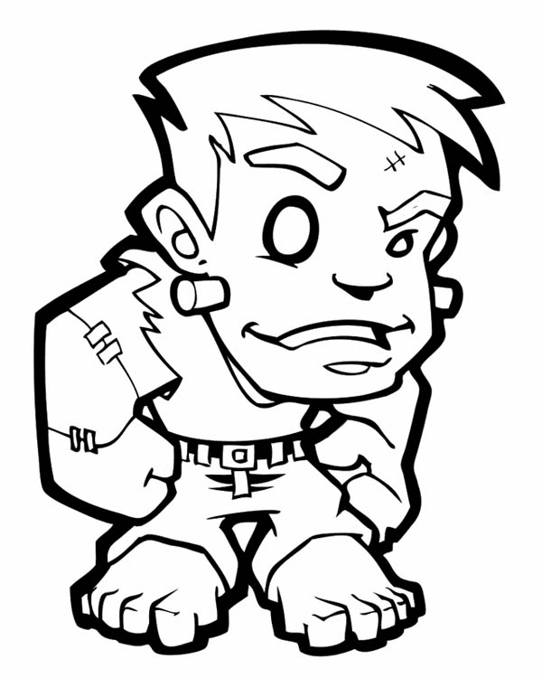 600x750 Little Frankenstein Coloring Page