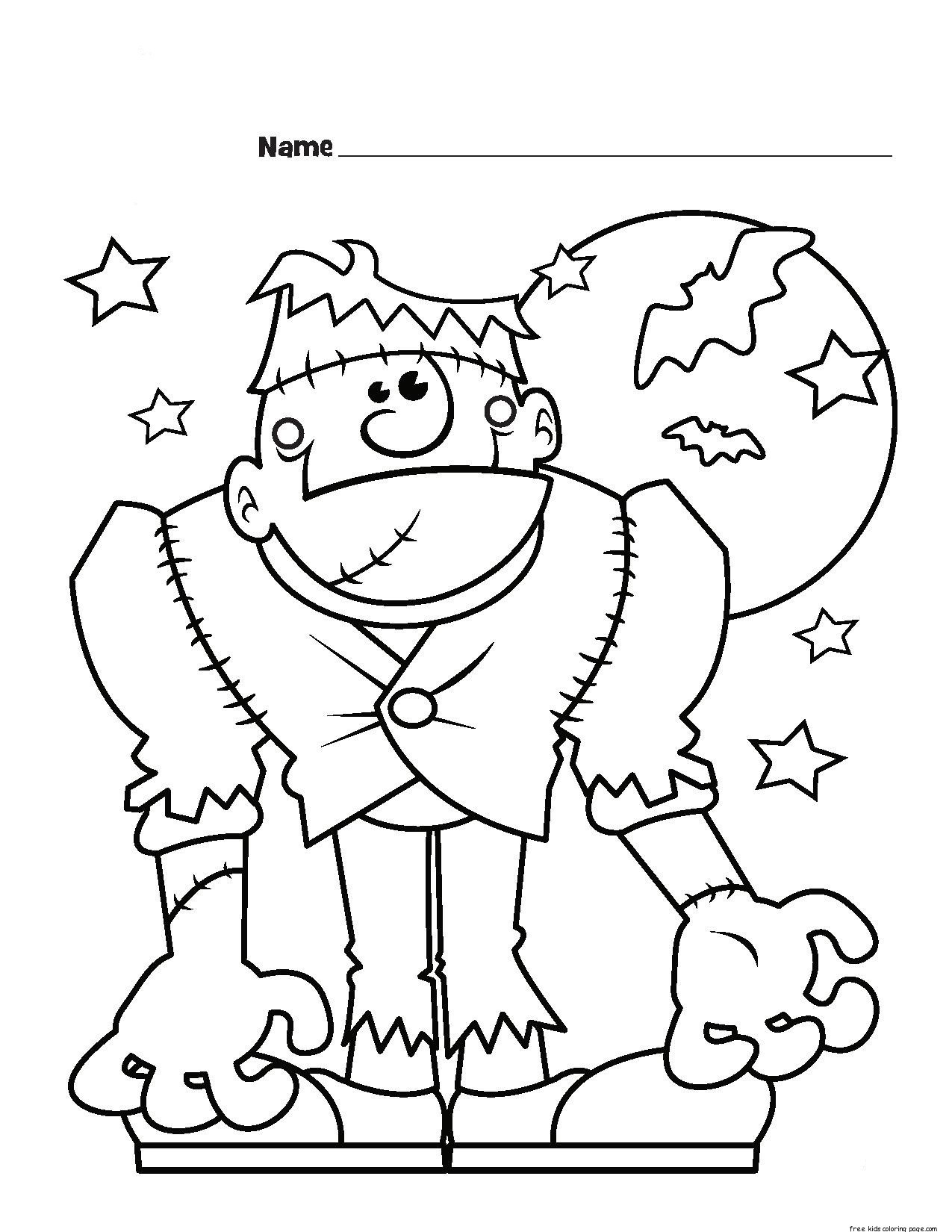Halloween Frankenstein Coloring Pages Printable For Kids 2018 1275x1650 Halloween Frankenstein Coloring Pages Printable For Kids 2018
