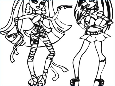Cleo De Nile And Frankie Stein Monster High Coloring Page 440x330 Cleo De Nile And Frankie Stein Monster High Coloring Page