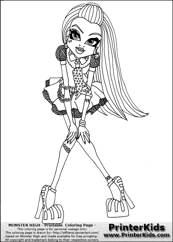 Monster High Frankie Stein Coloring Page 580x812 Monster High Frankie Stein Coloring Page