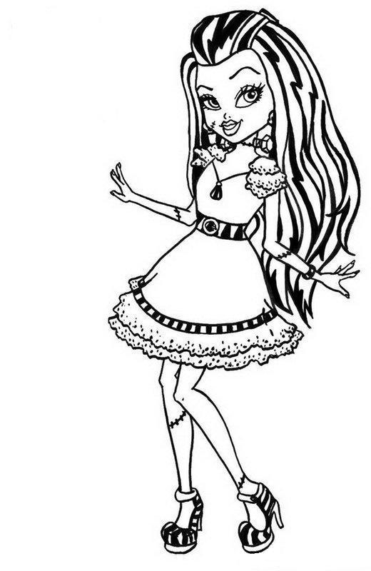 Cute Frankie Stein Monster High Coloring Page 520x800 Cute Frankie Stein Monster High Coloring Page