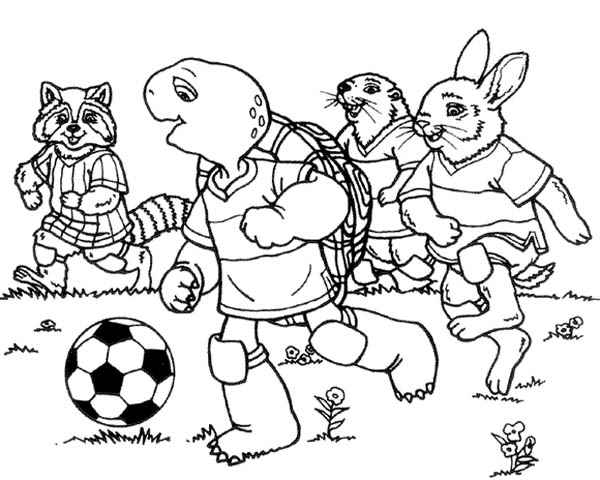Franklin The Turtle And Friends Playing Football Coloring Pages 600x480 Franklin The Turtle And Friends Playing Football Coloring Pages