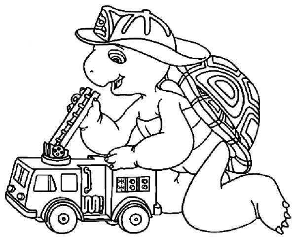Franklin The Turtle And His Firefighter Truck Coloring Pages 600x480 Franklin The Turtle And His Firefighter Truck Coloring Pages