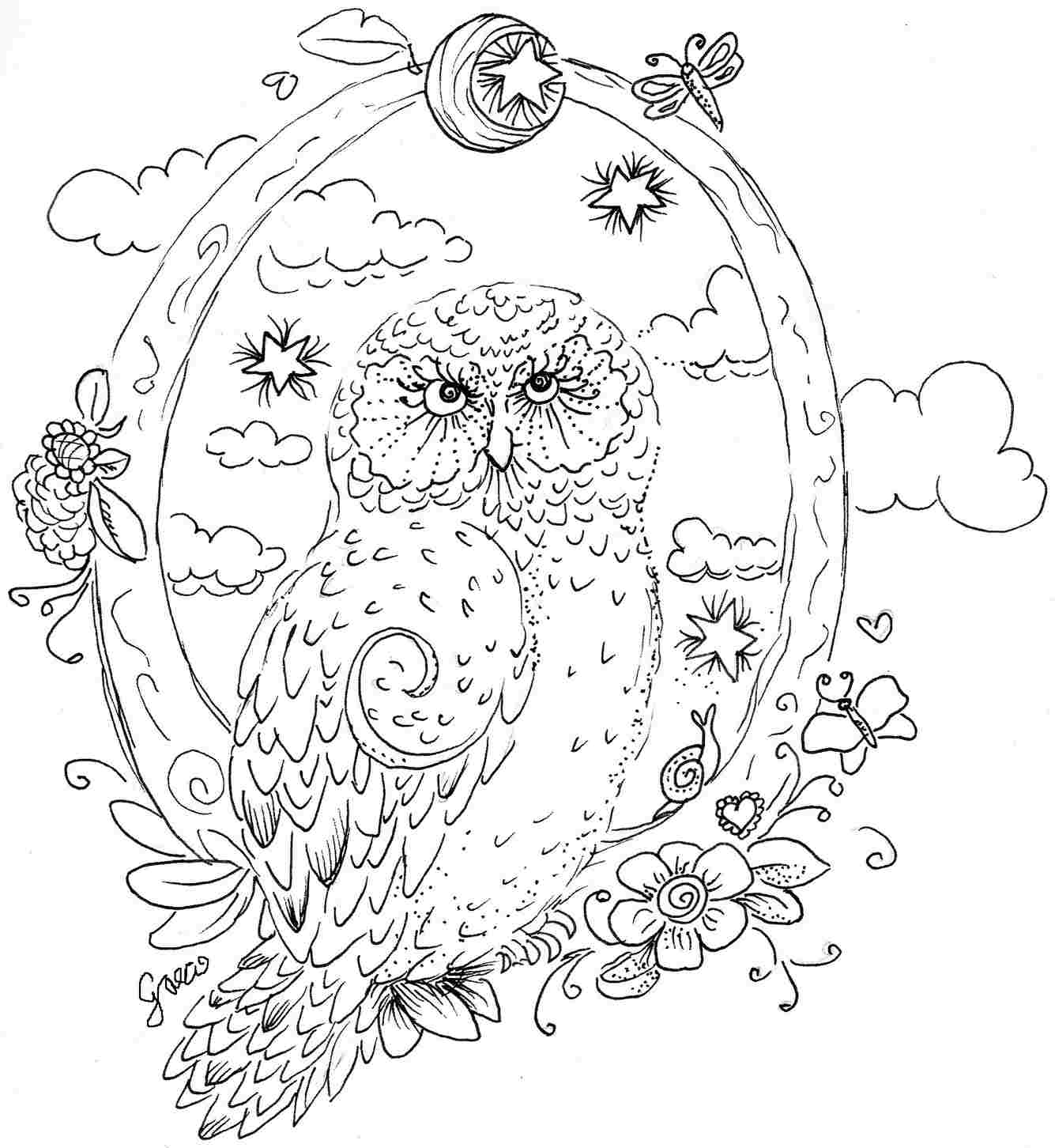 1335x1452 Adult Coloring Pages Owl