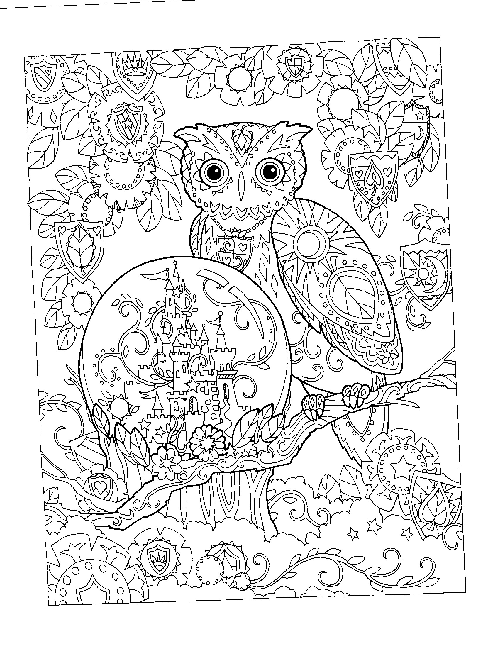 1664x2237 Owl Coloring Pages For Adults With Brightbird Free Adult Coloring