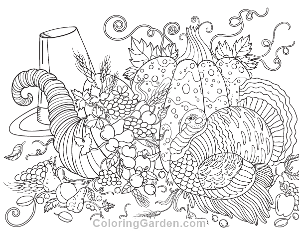 600x464 Free Printable Thanksgiving Adult Coloring Page. Download It