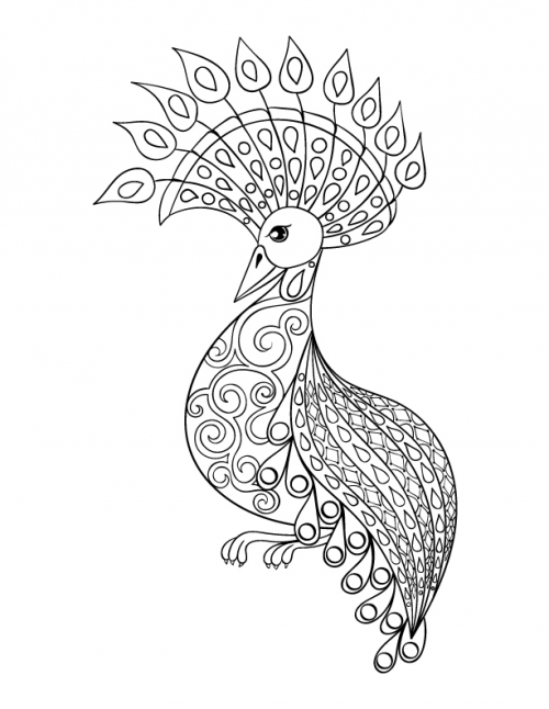 500x646 Advanced Bird Coloring Page Free, Adult Coloring And Bird