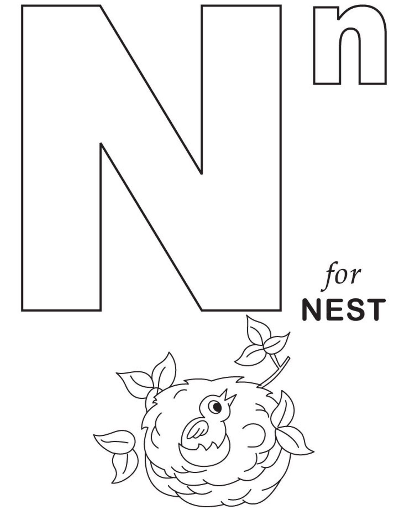 Free Alphabet Coloring Pages N For Nest Letters 1314x1636 Free Alphabet Coloring Pages N For Nest Letters