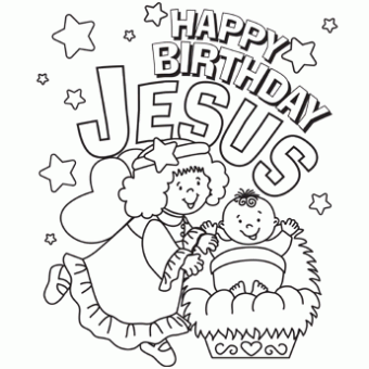 340x340 Happy Birthday Jesus Coloring Page