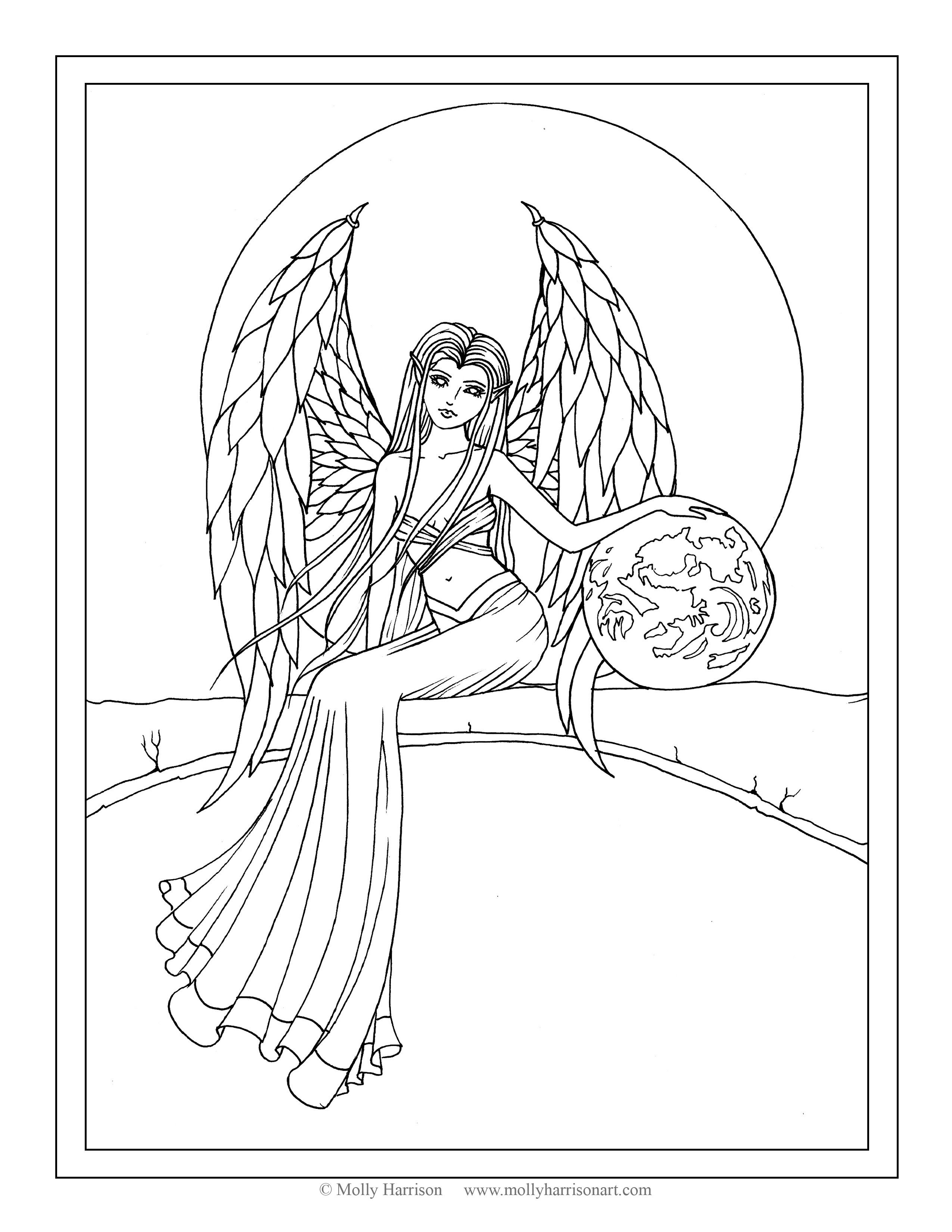 Free Angel Coloring Page By Molly Harrison Fantasy Art Earth 2550x3300 Free Angel Coloring Page By Molly Harrison Fantasy Art Earth