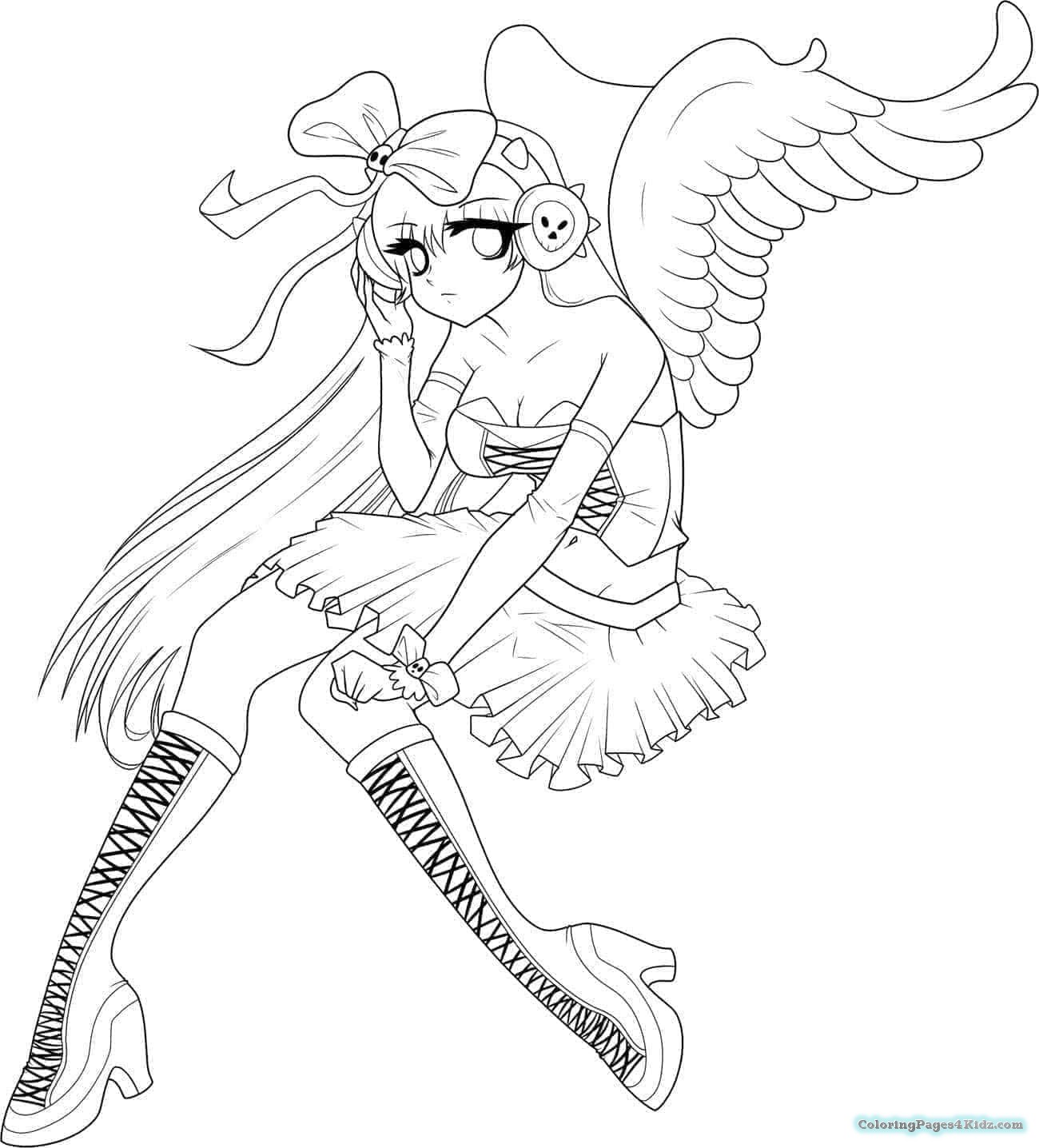 Free Angel Coloring Pages To Print Page Printable Adult Anime 1300x1436 Free Angel Coloring Pages To Print Page Printable Adult Anime