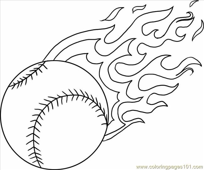 A Baseball With Flames Step 4 Coloring Page 650x542 A Baseball With Flames Step 4 Coloring Page