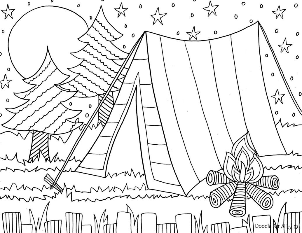 1035x799 Camping Coloring Sheets