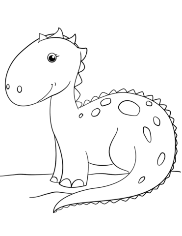 371x480 Simple Dinosaur Coloring Pages Cute Cartoon Dinosaur Coloring Page