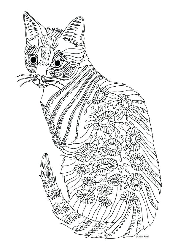 600x849 Cat Coloring Pages For Adults Together With Kittens