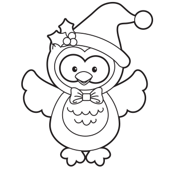 Holiday Owl Coloring Page 340x340 Holiday Owl Coloring Page