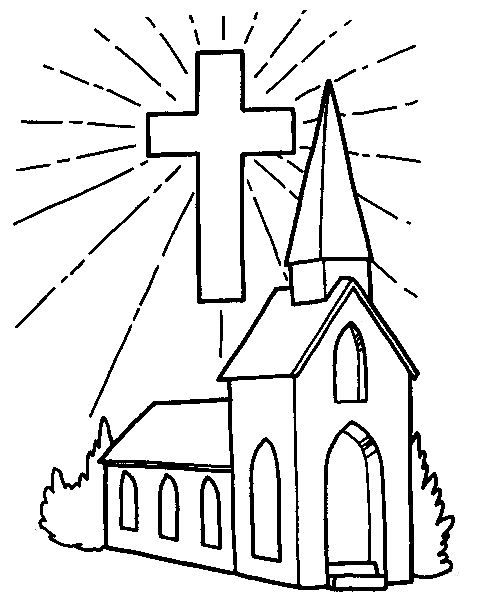 488x606 Church And Cross Coloring Page Free Church And Cross Template