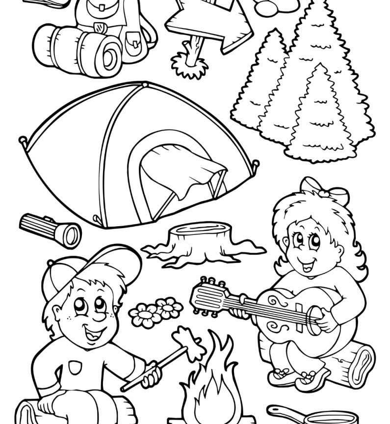 Camping Coloring Pages With Free For Kids Theme Printable 795x864 Camping Coloring Pages With Free For Kids Theme Printable