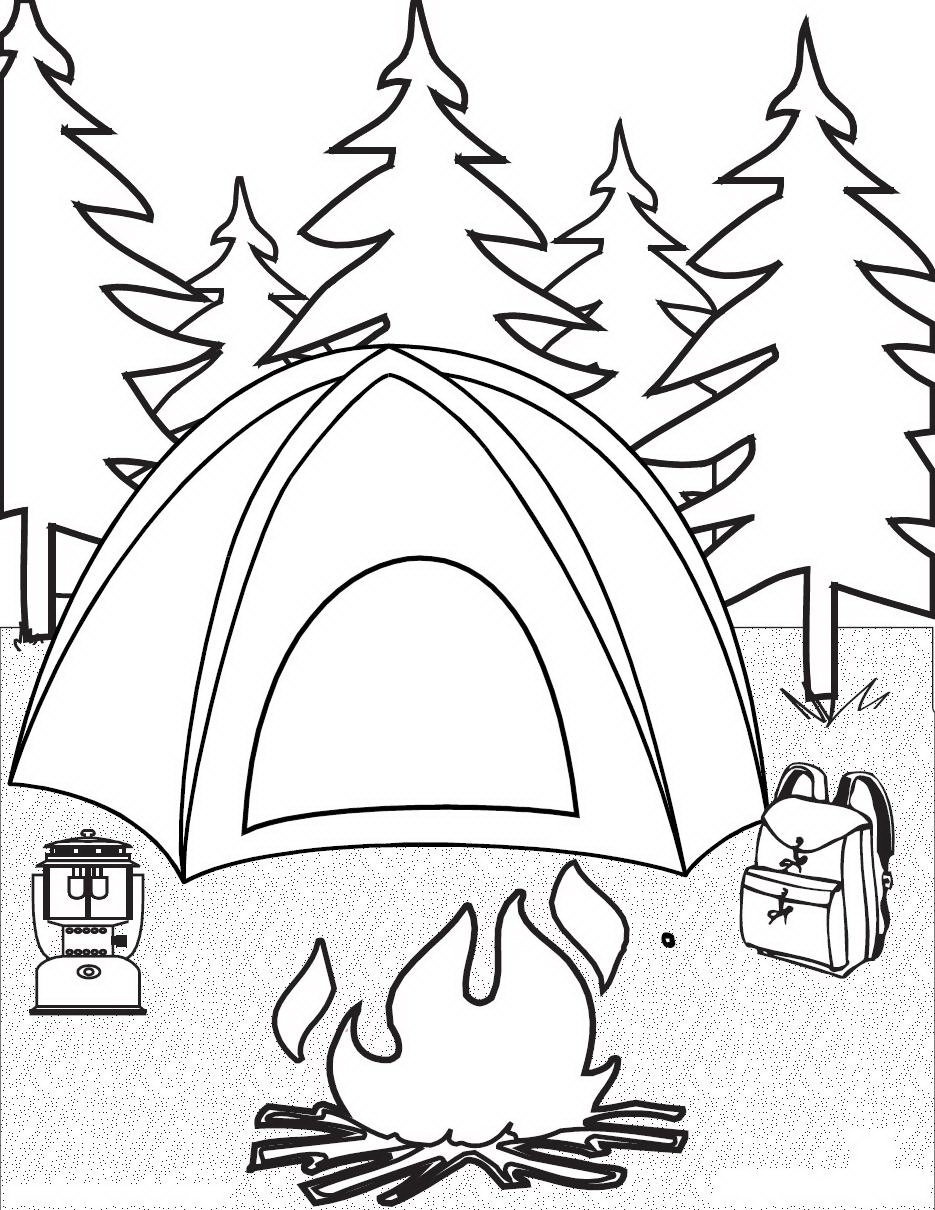 Easy Camping Coloring Pages 935x1210 Easy Camping Coloring Pages
