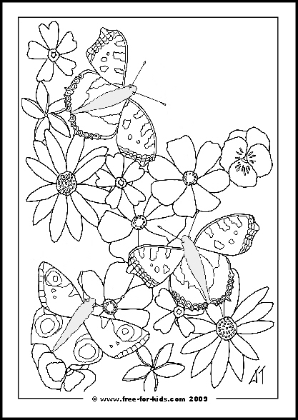 Cool Coloring Pages Flowers And Butterflies 417x588 Cool Coloring Pages Flowers And Butterflies
