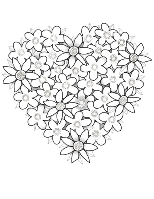 500x647 Free Coloring Pages Hearts Flowers Coloring Pages For Kids