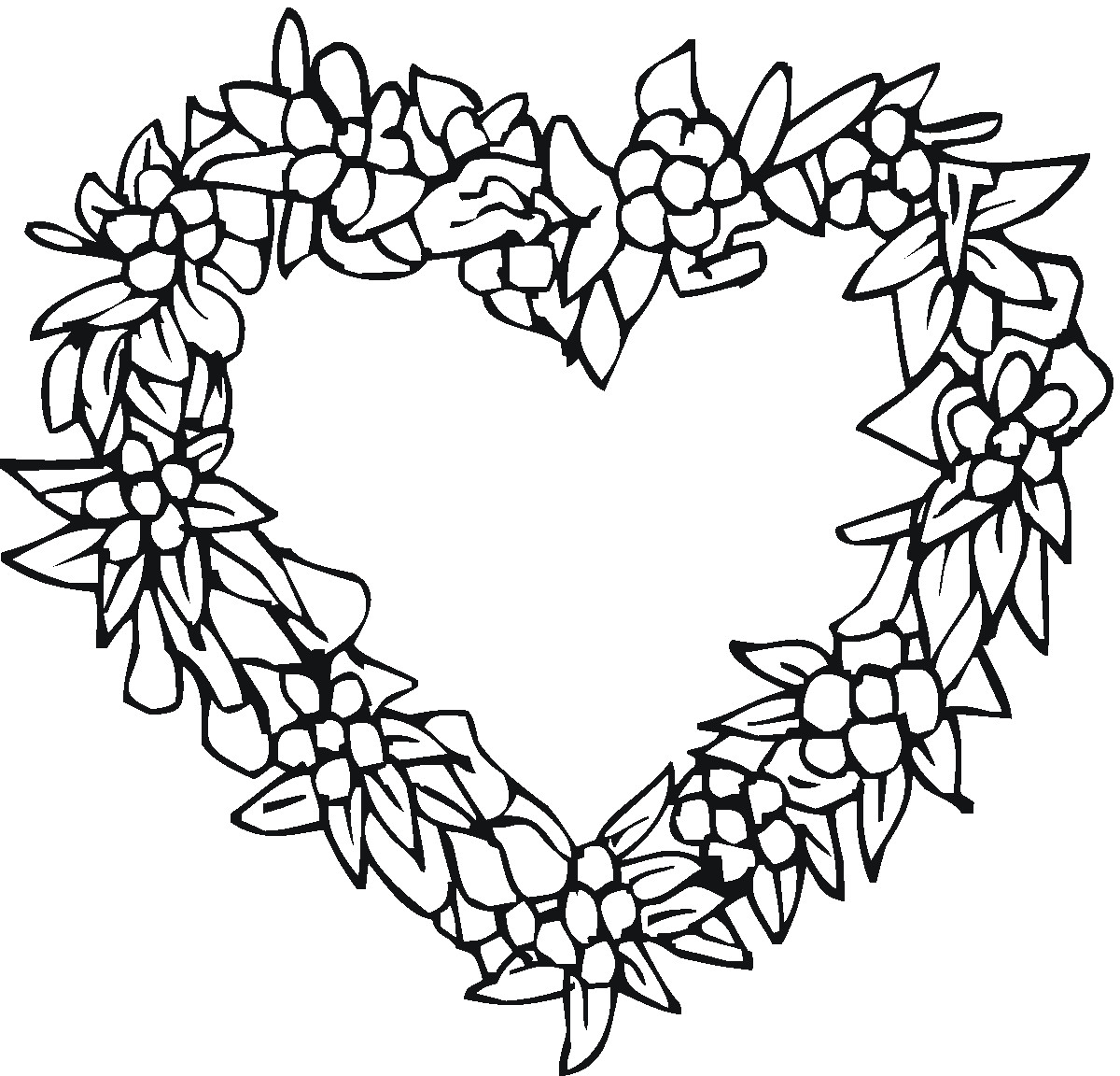 1200x1152 Free Coloring Pages Hearts And Flowers Wagashiya