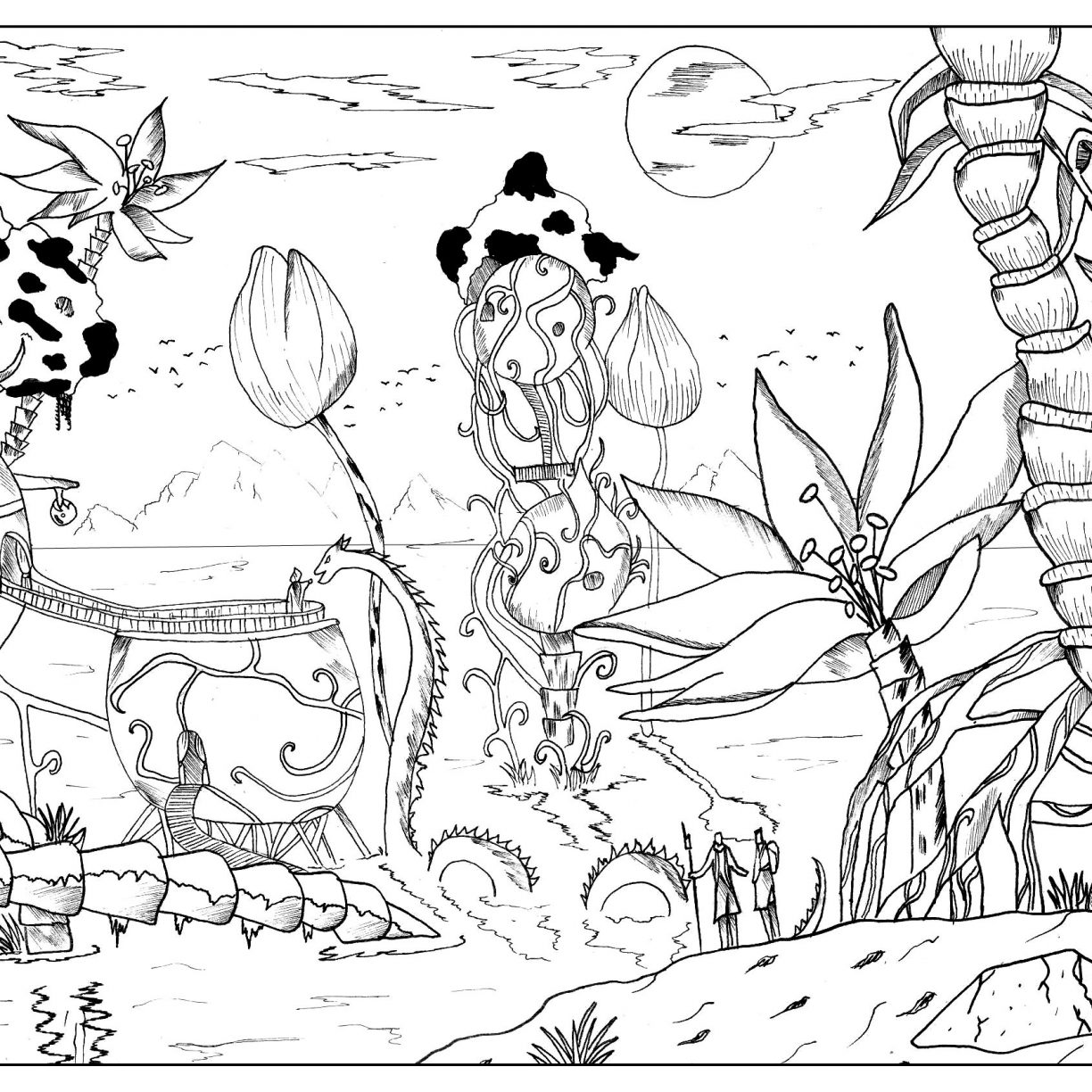 1224x1224 Coloring Pages Landscapes Fearsome For Kids Impressive Nature