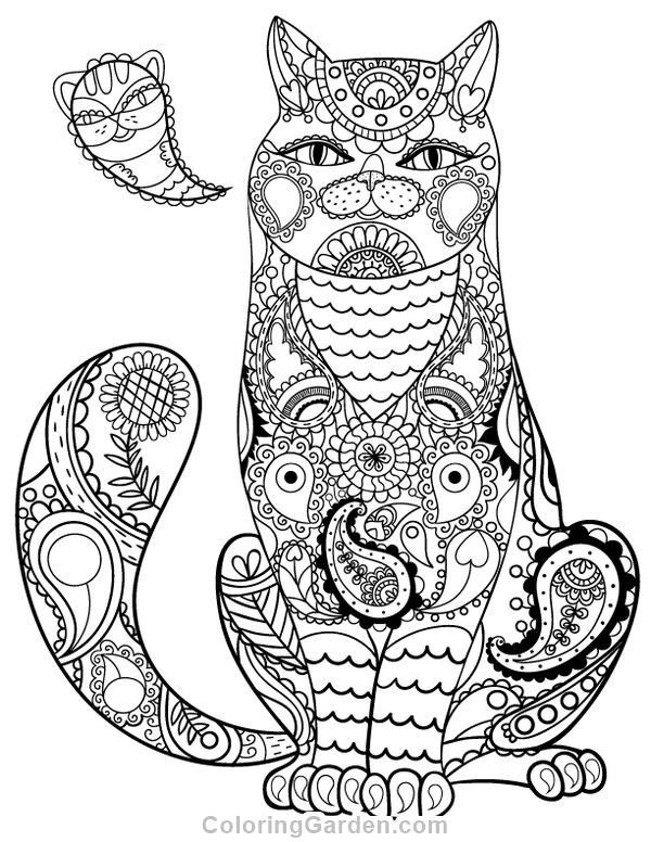 Free Printable Paisley Cat Adult Coloring Page. Download It In Pdf 600x776 Free Printable Paisley Cat Adult Coloring Page. Download It In Pdf