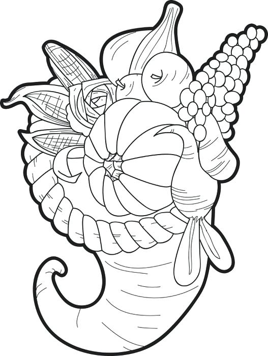 527x700 Cornucopia Coloring Page Corn Stalk Coloring Page Free Cornucopia