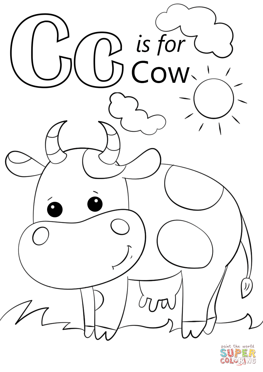 Letter C Is For Cow Coloring Page Free Printable Pages 849x1200 Letter C Is For Cow Coloring Page Free Printable Pages