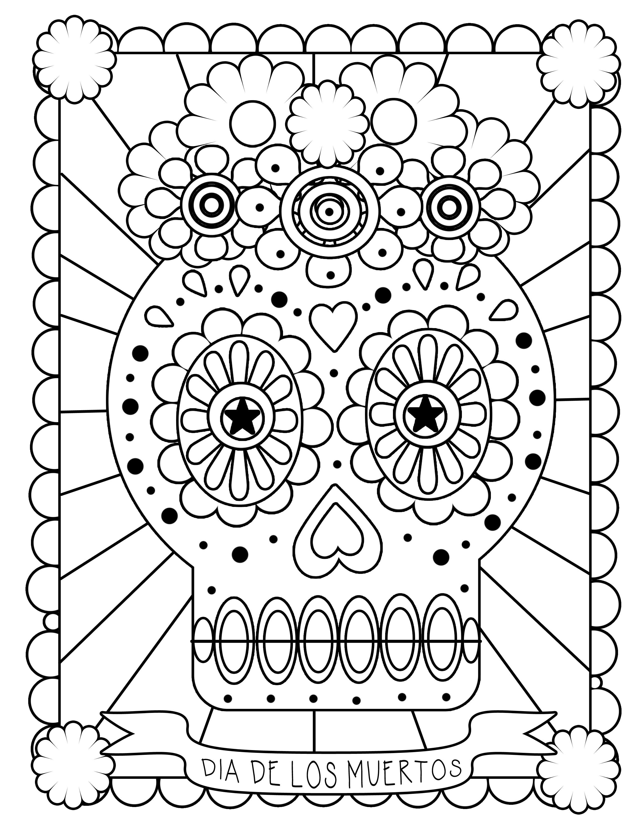 2550x3300 Free Day Of The Dead Coloring Pages Halloween New Printable