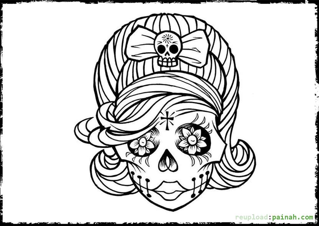 1024x728 Day Of The Dead Coloring Pages Of Skulls Pre K Halloween
