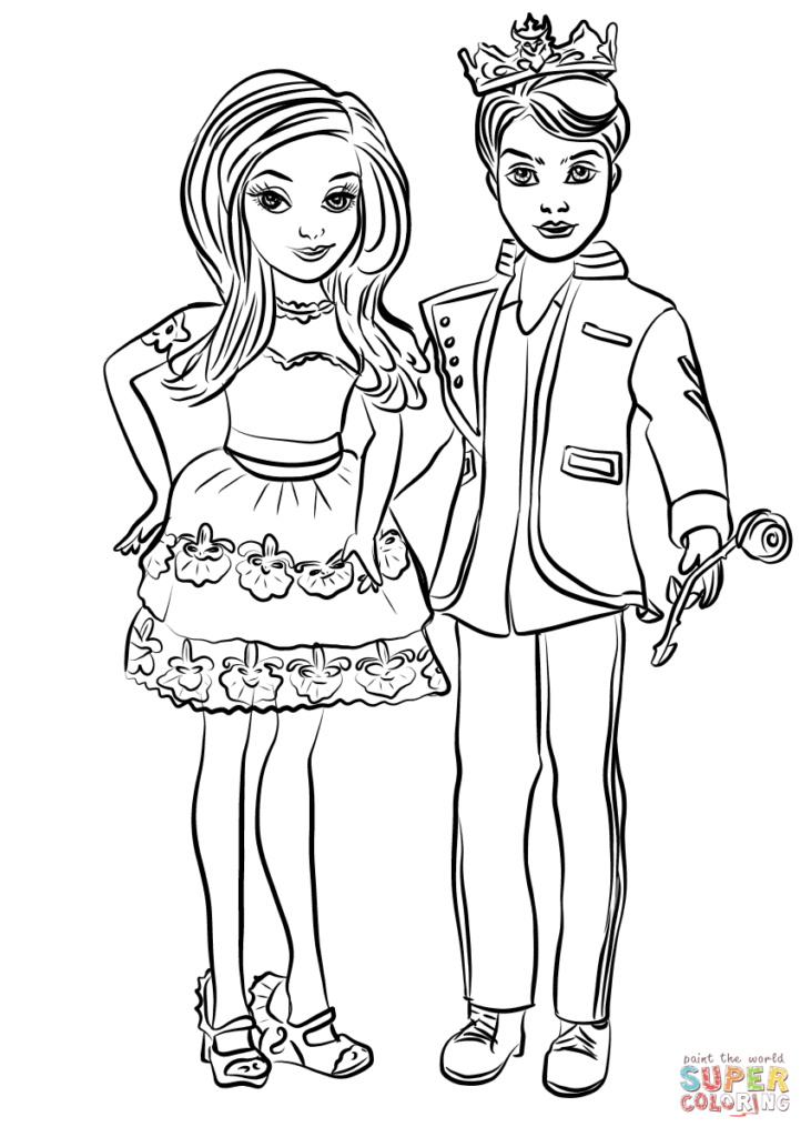 731x1024 Disney Descendants Coloring Pages Full Mal Ben And Page Free