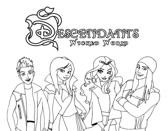 582x455 Descendants Coloring Page Drawing Board Weekly