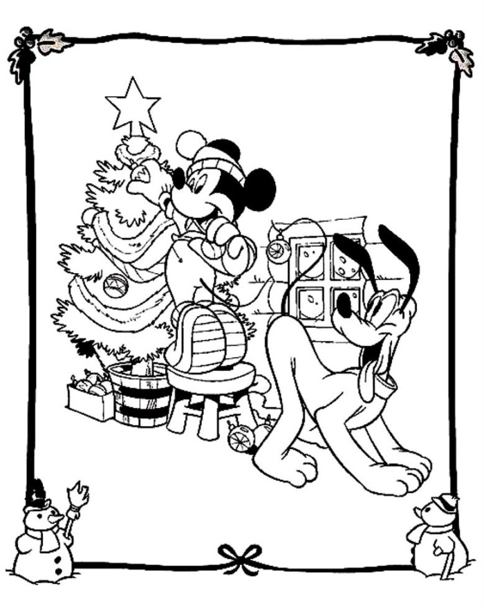 Mickey Decorating Christmas Tree Disney Coloring Pages 700x879 Mickey Decorating Christmas Tree Disney Coloring Pages