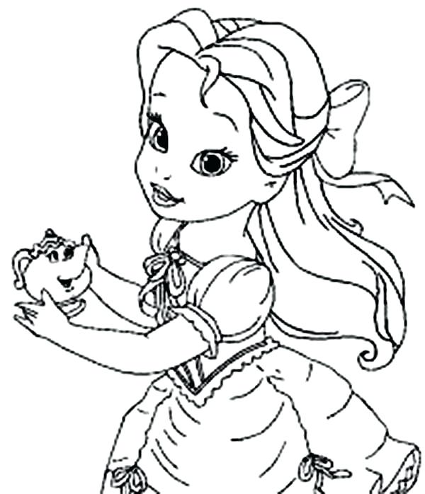 600x698 Disney Princess Belle Para Colorear Little Belle Coloring For Kids