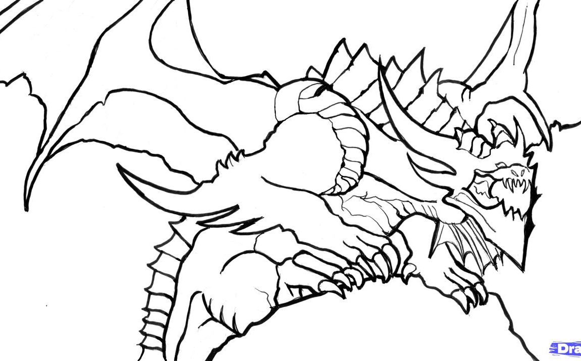 1152x716 Dragon Coloring Pages Look Real For Adults Drawing Animals Pdf