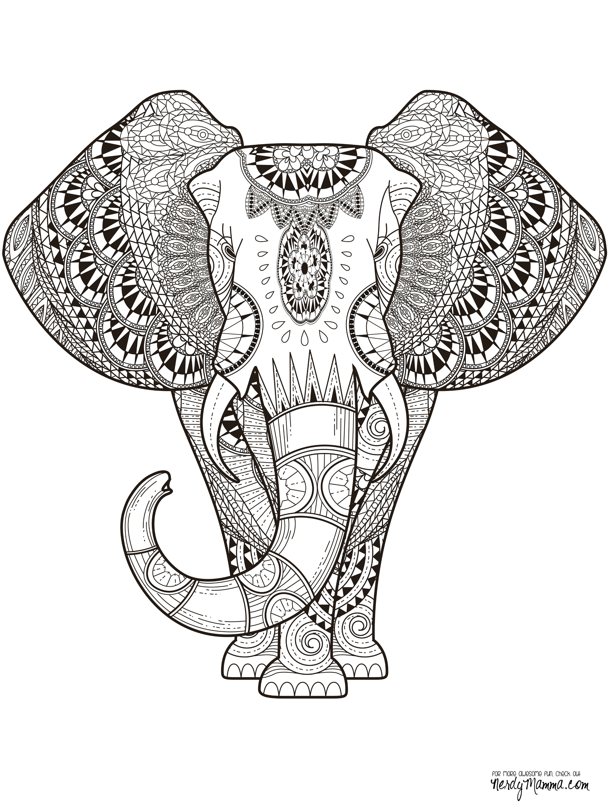 Free Elephant Coloring Pages For Adults
