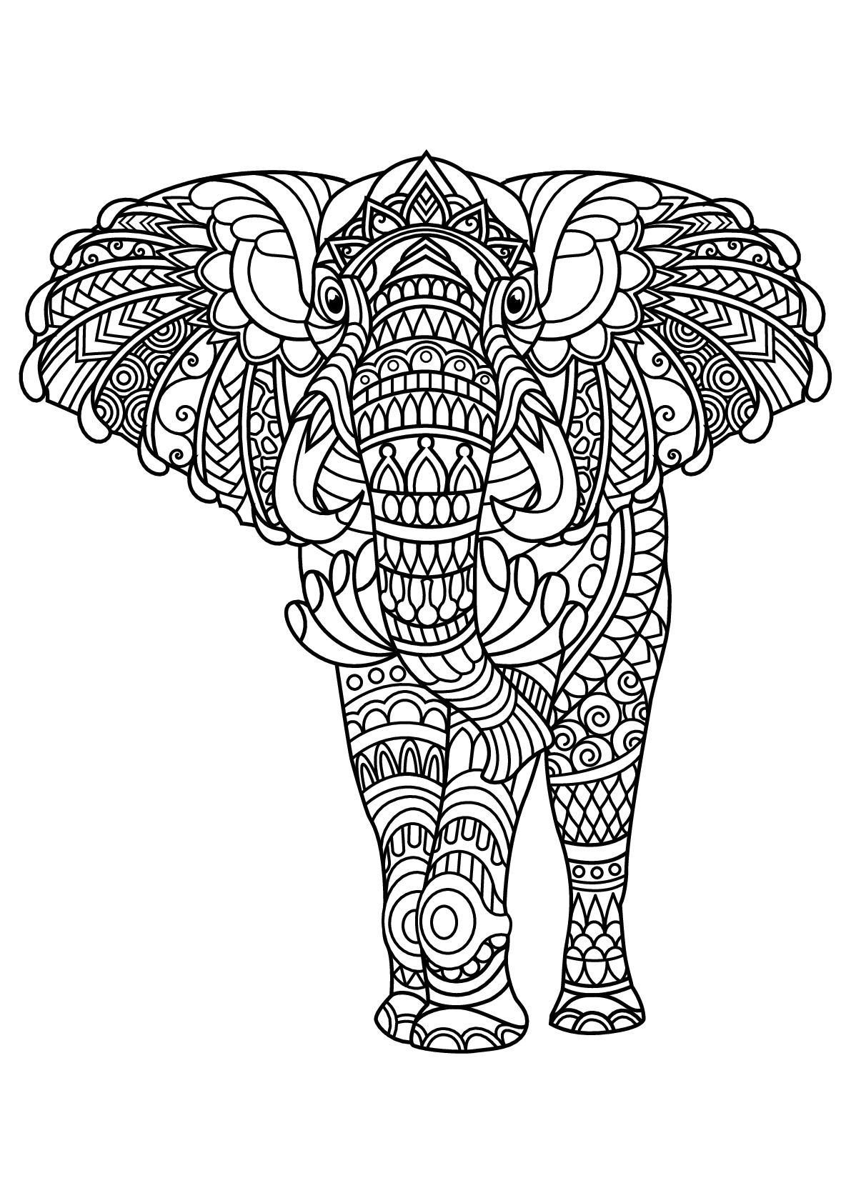 1191x1684 Elephants To Color For Children