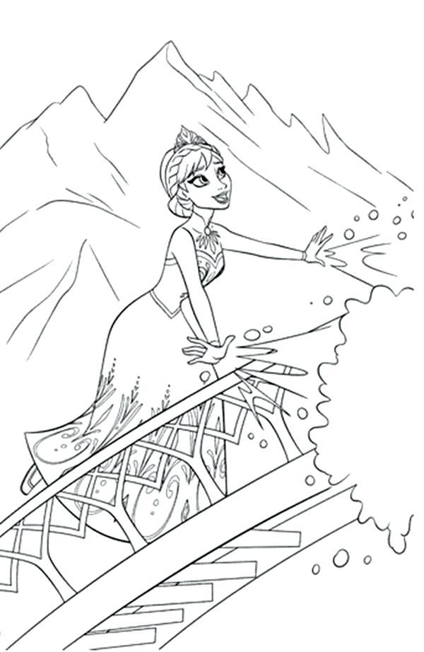 Coloring Pages Elsa Frozen Making Snow Using Her Magic Power 600x922 Coloring Pages Elsa Frozen Making Snow Using Her Magic Power