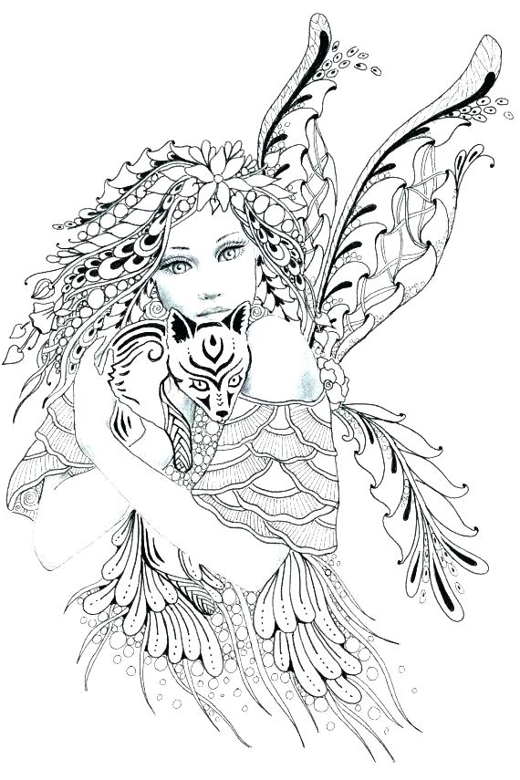 570x855 Free Fairy Coloring Pages Adults Fairy Coloring Pages