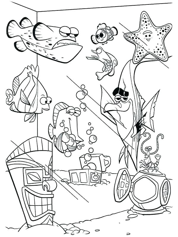 Nemo Coloring Pages Coloring Page Finding Fish Tank Coloring Page 600x796 Nemo Coloring Pages Coloring Page Finding Fish Tank Coloring Page
