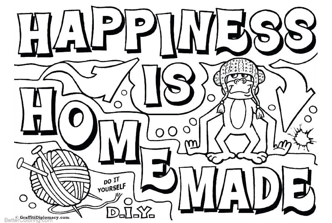 1100x740 Graffiti Coloring Pages Happiness Is Homemade