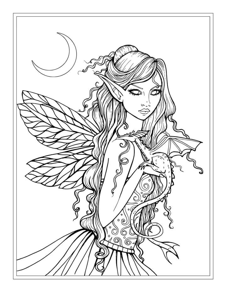 Free Fairy And Dragon Coloring Page By Molly Harrison Adult 720x932 Free Fairy And Dragon Coloring Page By Molly Harrison Adult